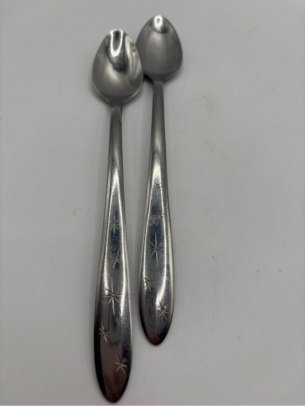 LOT of 2 Mar-Crest Marcrest Atomic Starburst Stainless Iced Tea Spoon MCM USA